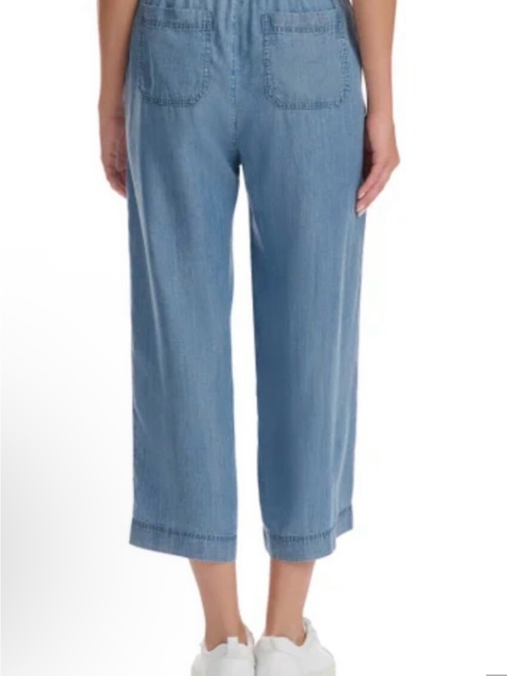 Splendid Light Blue Cropped Wide-Leg Chambray Pants Size Medium - Picture 2 of 4